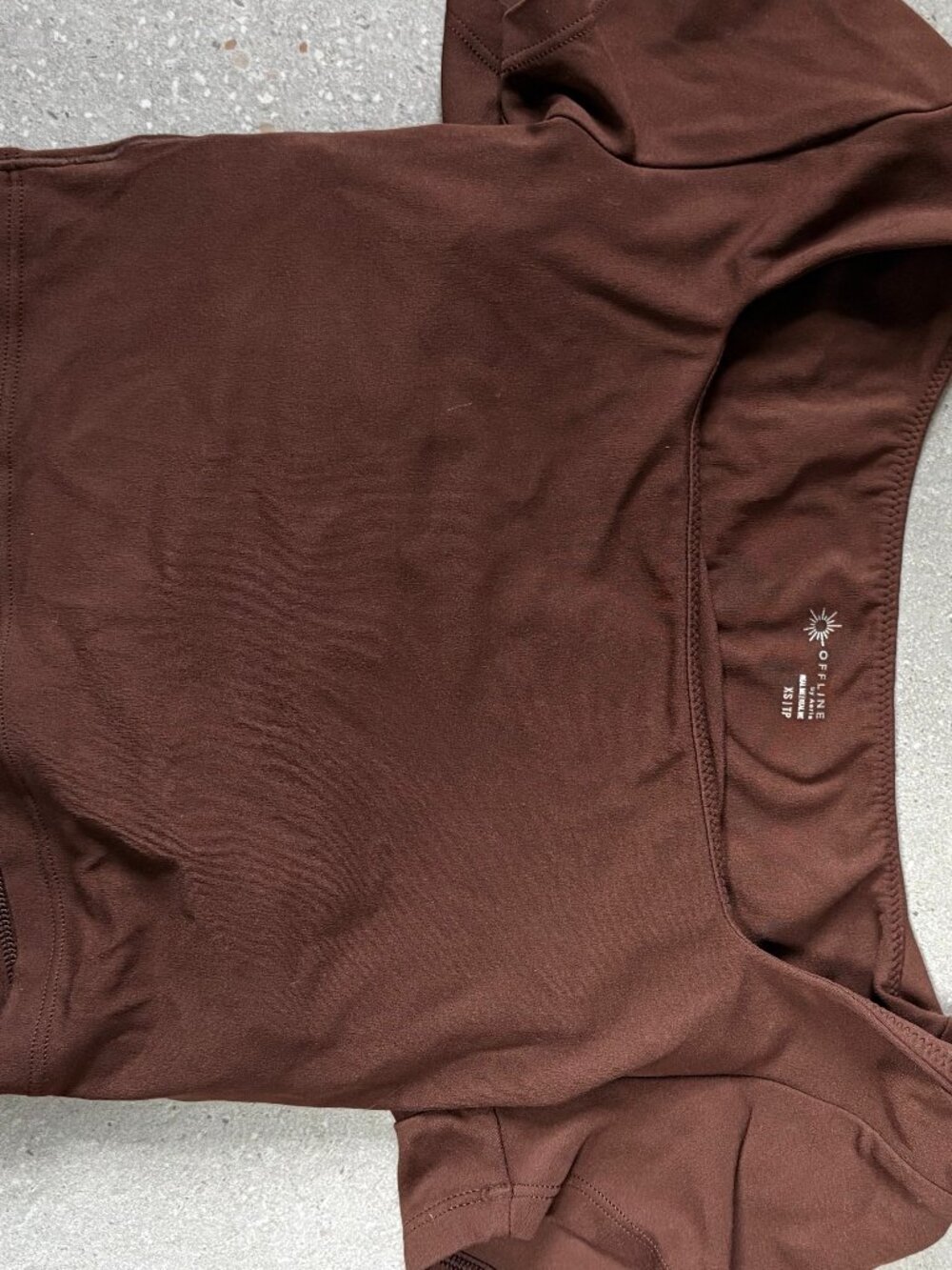 Aerie OFFLINE Brown Cropped Active Tee XS